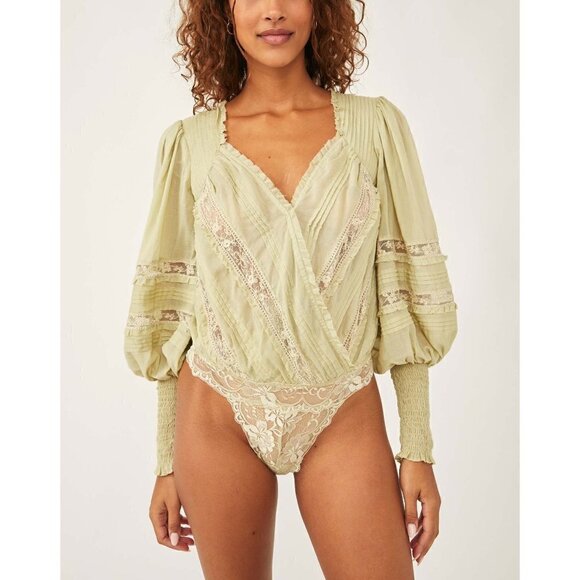 NWT Free People The Eloise Bodysuit / Sage Mint / S - Picture 3 of 8